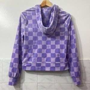 Juicy Couture Velvet Full Zip Track Jacket Fleece Crop Purple Hoodie Y2K 90s